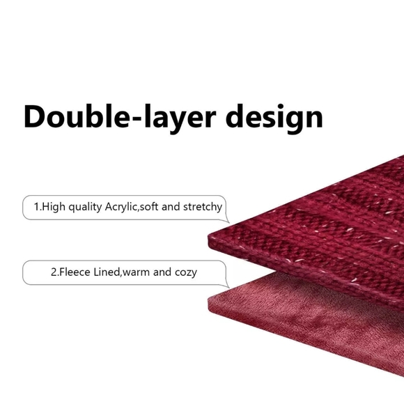 💌 LCZTN Pom Pom Hat Slouchy Cable Knit Tobogan Ski Hat Burgundy - Picture 2 of 10